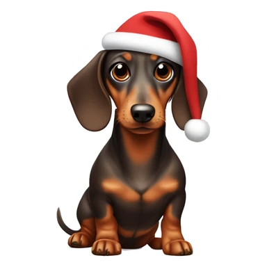 dachshund dog wearing Santa hat sticker