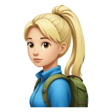 blonde girl with high pony tail hiking in the woods sticker