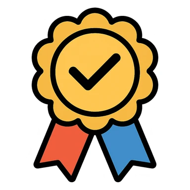 vector icon of a must have with gold and colorful elements, elegant and minimalist flat design, isolated on white background, award badge style, 2D flat vector, trending icon look, soft shadows, no text, perfect for commercial use sticker