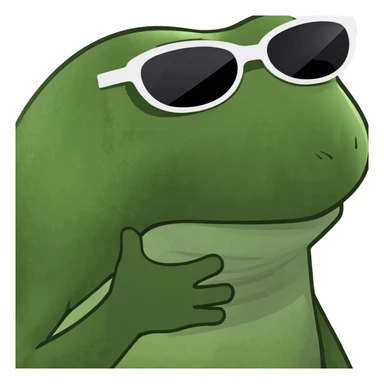 cool frog with sunglasses sitting on spray-painted wall with 'BUFU' written in fire above, urban bold full of attitude sticker