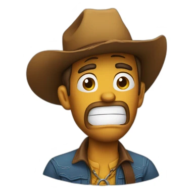 cowboy crying and panicking sticker