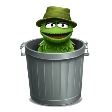 Thug-Life Gangster-style Hood-version of Oscar the Grouch:
A grumpy, green creature living in a trash can, Oscar loves being grouchy and messy. His sarcastic wit and dislike for anything cheerful make him humorously endearing. sticker