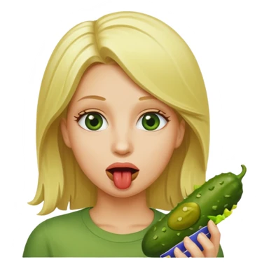 Blonde with a pickle in her mouth sticker