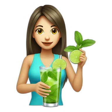 argentine girl with magnifying-glass drinking mojito sticker