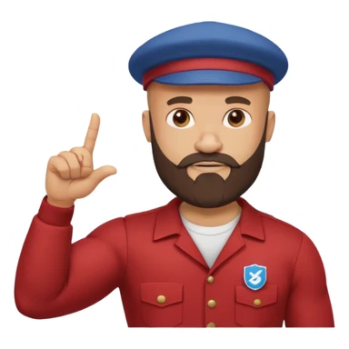 Cartoon muscular bald bearded man in cap pointing at rising chart, Instagram logo, "500" badge, minimal flat design sticker