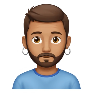 Boy with tanned skin, short brown hair, a sparse beard, and hoop earrings in his ears sticker