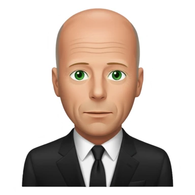 Bruce Willis with green eyes, black Oscar suit sticker
