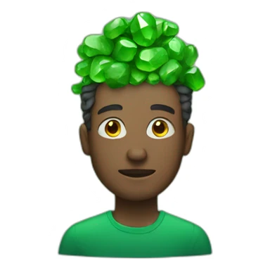 a man with green stones on his head sticker