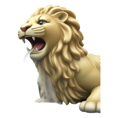 A majestic Merlion statue with a lion’s head and fish body, spouting a powerful stream of water from its mouth. sticker