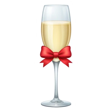 Champagne glass with red bow  sticker