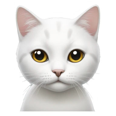 White cat with 2 black spot on her face sticker