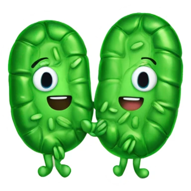 A cell holding hands with a mitochondrial and a chloroplast  sticker