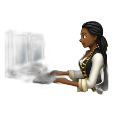 pirate women programming on computer sticker