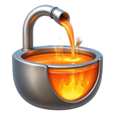 The crucible pours out metal. sticker