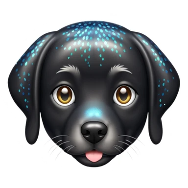 Black lab with sparkly metallic fur sticker