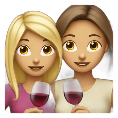two girls (blond and red) drink wine sticker