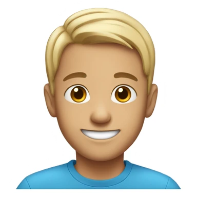 smiling boy in blue shirt less hair sticker