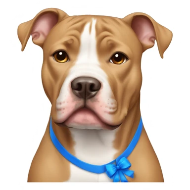 Light brown pitbull with ears cut and blue bows sticker