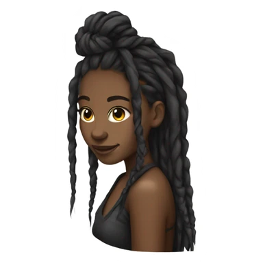 Black girl with long dreadlocks and a nose ring sticker