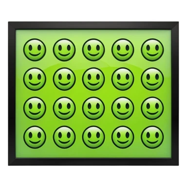 Redraw all icons perfectly centered in square dark gray frames, bright lime green symbols, glossy effect, sharp clean flat design, high contrast, uniform size, pixel-perfect alignment sticker