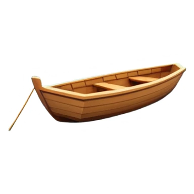 A 3D cartoon small boat floating on estuary water, with nearby reeds and horizon in view, bright lighting, photo frame, Memoji-style. sticker