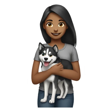 Girl holding a husky sticker