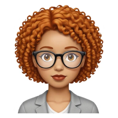 light skin black woman with short ginger curly hair and glasses sticker