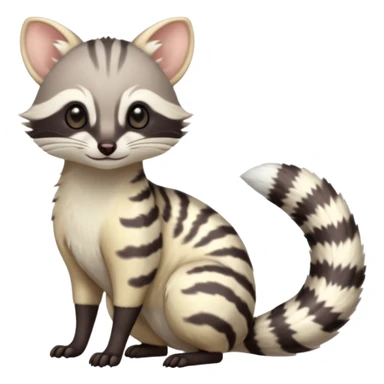 Pastel light whitish albino shiny glossy smooth soft kawaii elegant pretty beautiful realistic civet-genet-numbat-furret-litten-sprigatito-amaura-fusion (full body) sticker