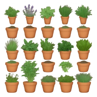 herbs in terracotta pots sticker