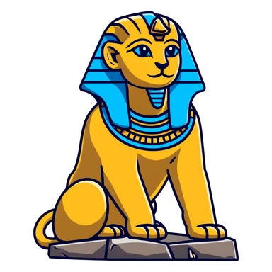 Egyptian sphinx statue with cracked ancient stone texture sticker