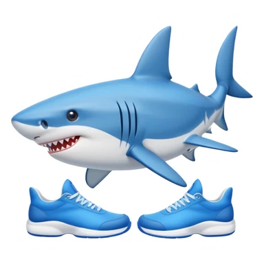 shark with blue tennis shoes, simple and cute sticker