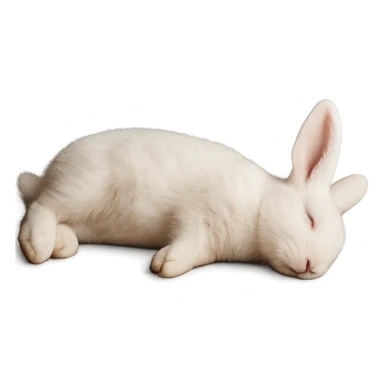 Make the rabbit appear dead, lying on its side, with no background. Preserve the original style and details of the rabbit in the image. sticker