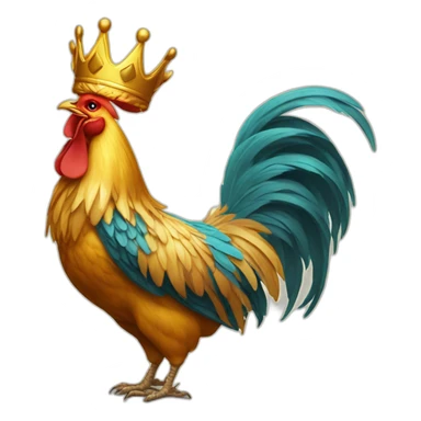 proud and howling golden rooster with a crown on its head sticker
