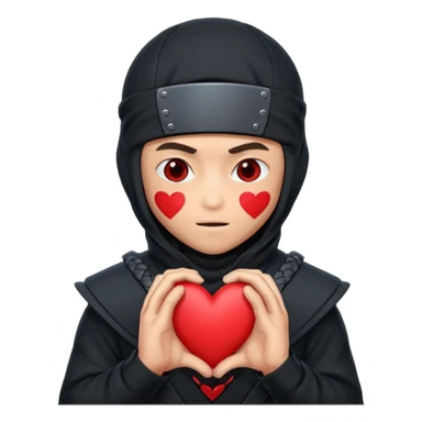 Ninja con ojos de corazón y una corazón sticker