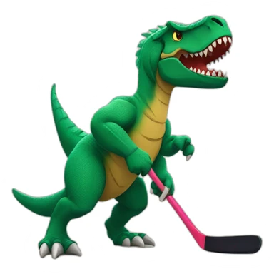 Tiki T-rex street hockey fun sticker