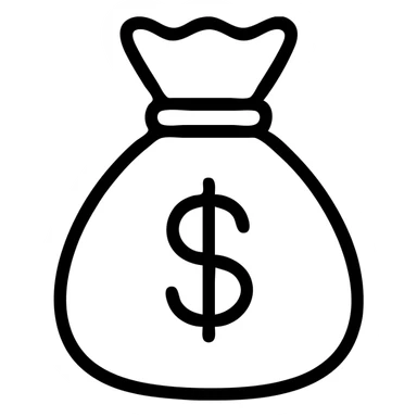 money bag icon, simple and clear, minimal color, clean lines, suitable for app icon sticker