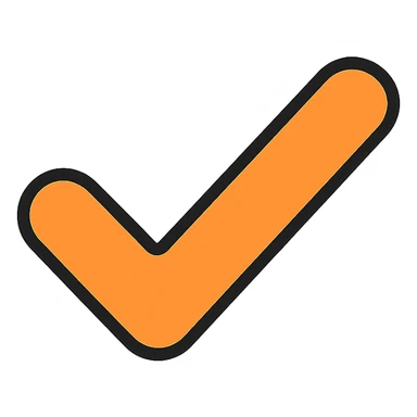 check mark icon, rounded edges, minimal style, color #ff7f00 orange, no text sticker