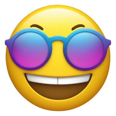 yellow, circle, smile, wearing colorful sunglasses sticker