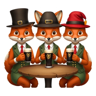 Three foxes sitting at a round table drinking Guinness sticker