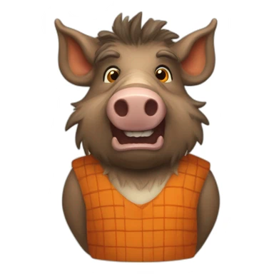 anthropomorphic boar with orange cheecks sticker