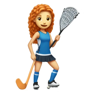 Ginger girl playing field hockey  sticker