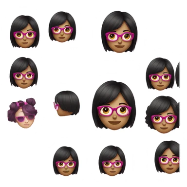 Graphic designer girl with black hair in pink glasses sticker