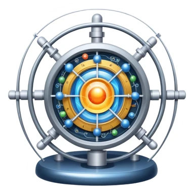 An icon featuring a large particle collider, atom symbols, and energy waves, symbolizing the field of physics. The design includes a lab setup with scientific equipment, representing experiments and fundamental forces of nature. Transparent background highlights the exploration of matter and energy. sticker
