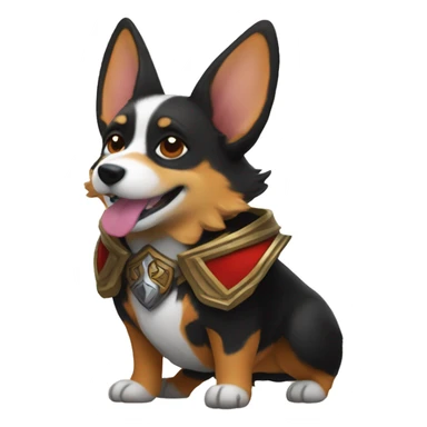  Black Tri-color Corgi dressed like world of Warcraft character horde sticker