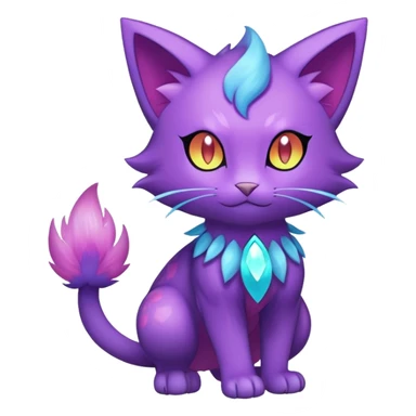 Shiny Magical Elemental Purrloin-Delcatty-Pokémon-Fakémon-hybrid-creature (full body) sticker