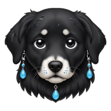 Sad black retriever dog with tears in eyes, wearing gothic accessories  sticker