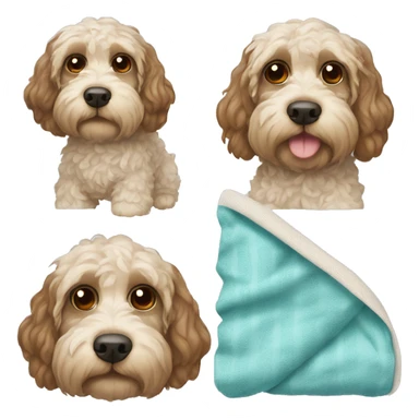 Cockapoo dog wrapped in blanket  sticker
