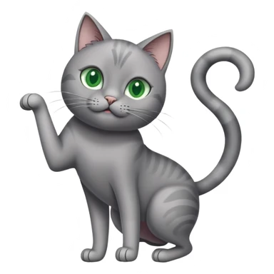 Gato gris ojos verdes estirándose  sticker