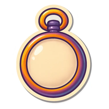 pocket watch with a blank face, no hands, no numbers, retro sticker style sticker