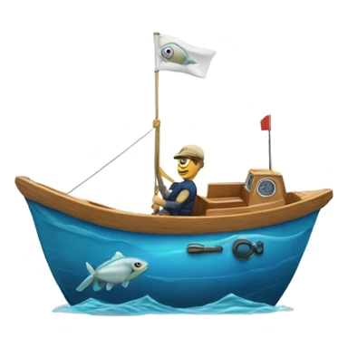 Fish driving boat sticker